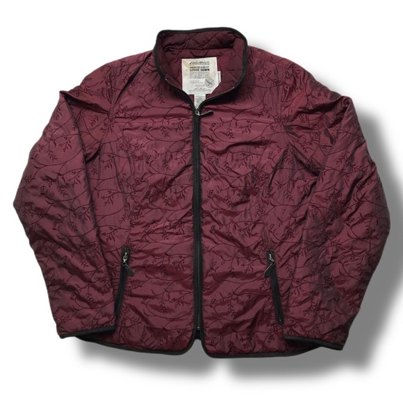 Eddie Bauer 650 Fill Power Premium Quality Goose Down Floral Puffer Women’s Sz L - Picture 1 of 7